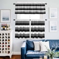 thumbnail image 2 of Grey Black White Striped Kitchen Curtains Sets for Windows 24 Inch Length, Farmhouse Stripes Rod Pocket Window Treatments Tier Curtains and Valances Set for Bedroom/Bathroom, 2 of 8