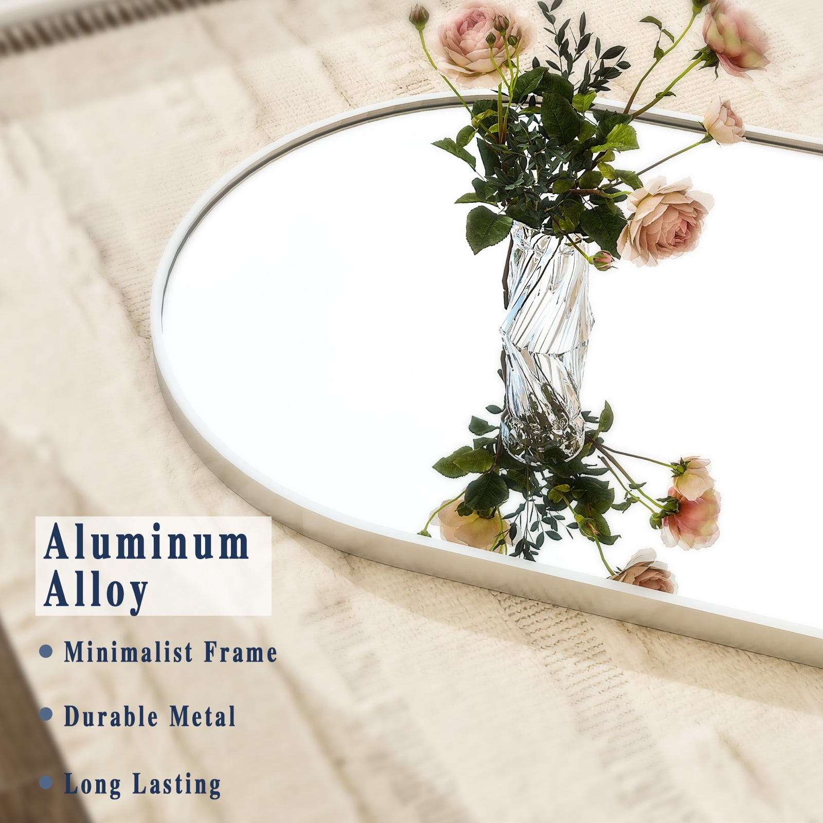 Anyrose 71.1"x26" Arched Floor Mirror with Stand Wall-Mounted, Silver