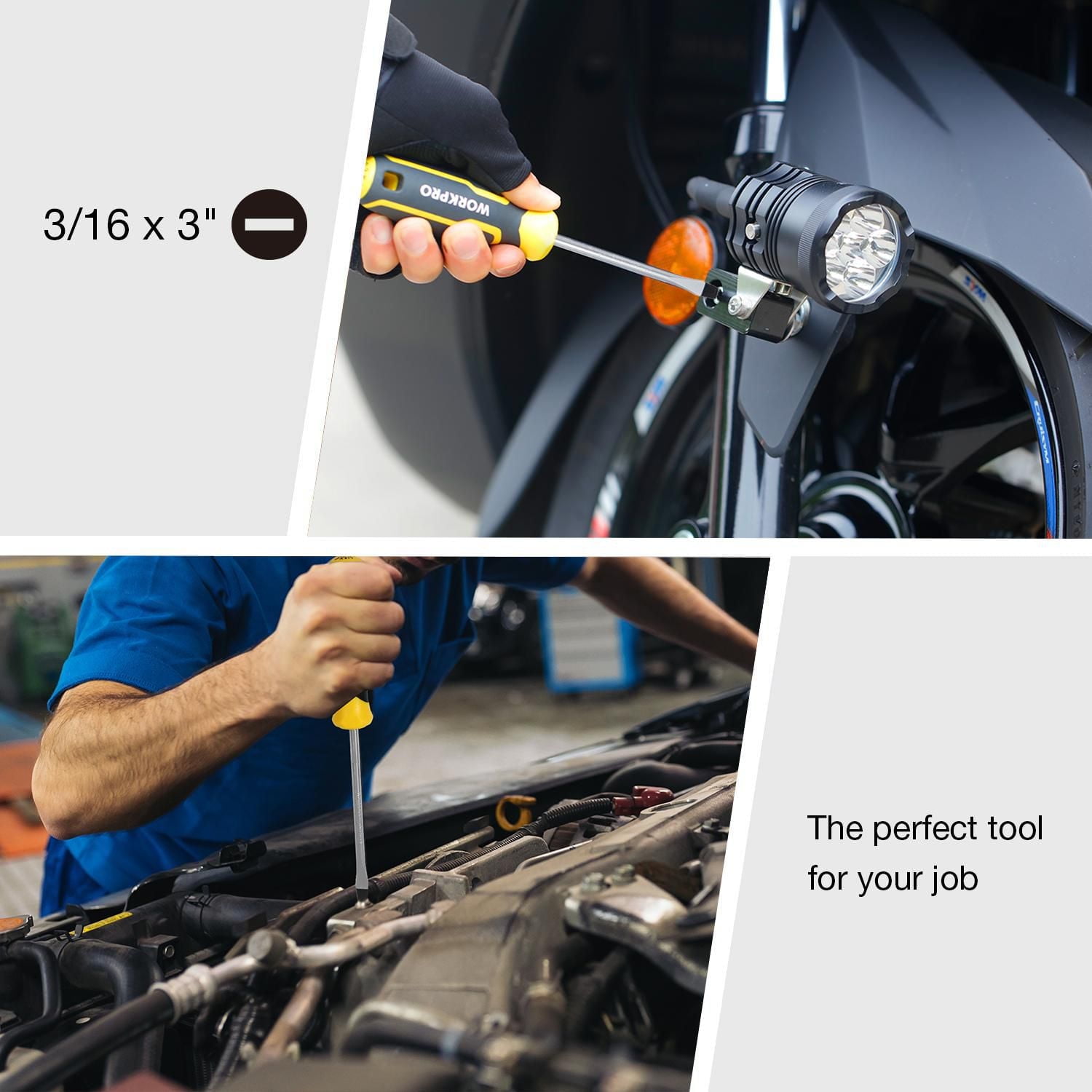 WorkPro Slotted Screwdriver 3/16 x 3"/75mm