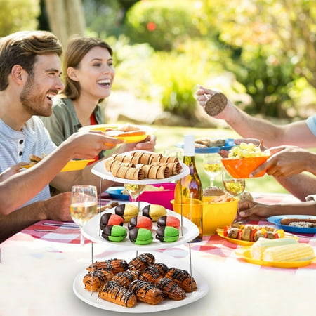 

WGOUP Collapsible Party Tray 3 Tier Decorative Plastic Appetizers Trays For Serving Sandwiches Cake And Sliced Cheese One Size