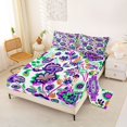 thumbnail image 2 of Homewish Vintage Bohemian Print Queen Sheets,Purple Floral Blossom Queen Sheet Sets,4pcs,1 Flat Sheet, 1 Fitted Sheet and 2 Pillowcases, 2 of 6