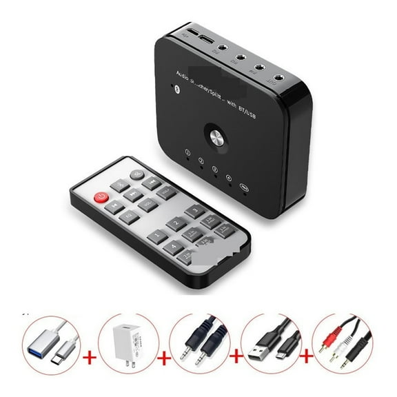 HIFI 4-port 3.5mm Stereo Switcher 3 IN 1OUT Wireless Music 5.0 Receiver Audio Adapter ,Effortless Switching