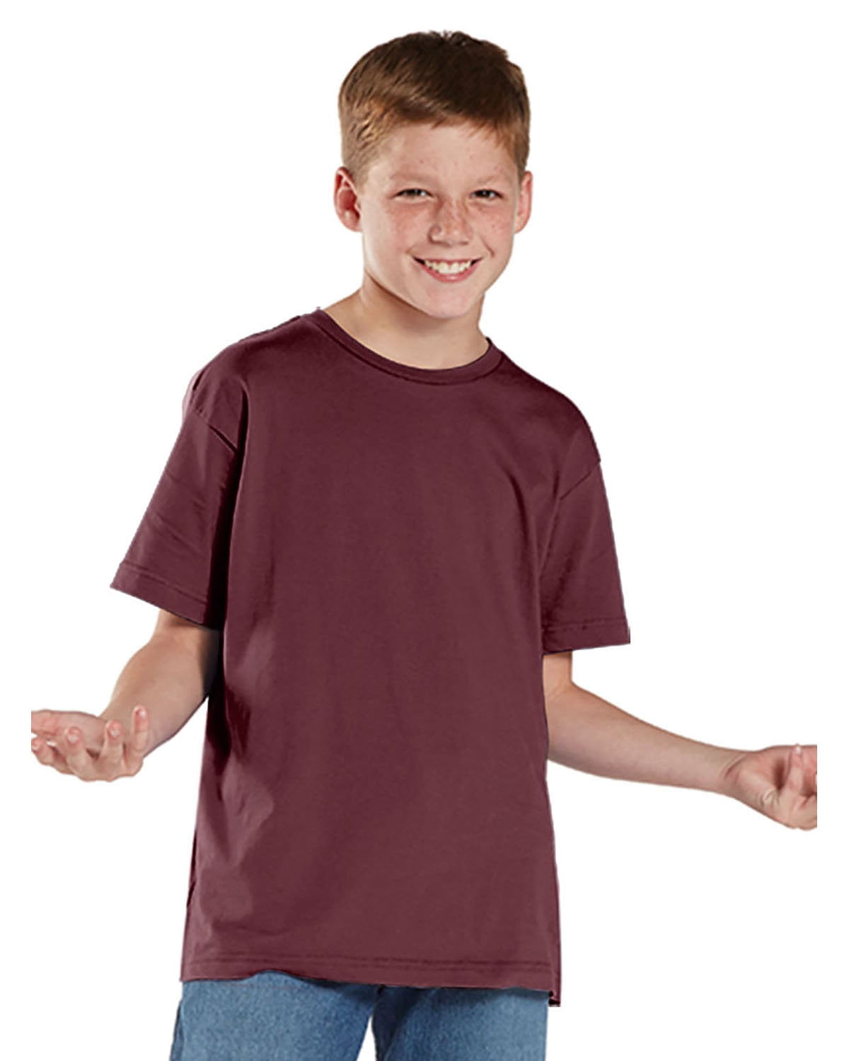 Aquaguard Boys 3-Pack T-Shirt Crew Neck Short Sleeve 100% Cotton Tee, Size: 4-14 - Small - Maroon