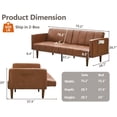 thumbnail image 2 of 75 in Futon Sofa Bed - Convertible Sleeper Sofa with Adjustable Backrest - Loveseat Small Sofa Bed with Side Pockets - Mid Century Modern Futon Couch - Brown PU Leather Couch for Living Room, 2 of 7