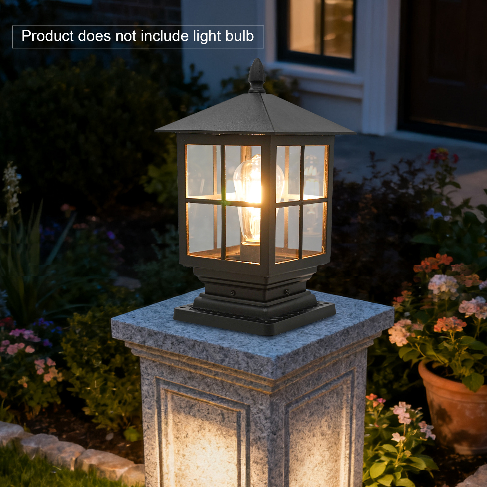 Peakora Retro Style Post Light Aluminum Alloy Post Light, Outdoor Post Lantern Landscape Post Lamp for Bedrooms, Cafes, Stores