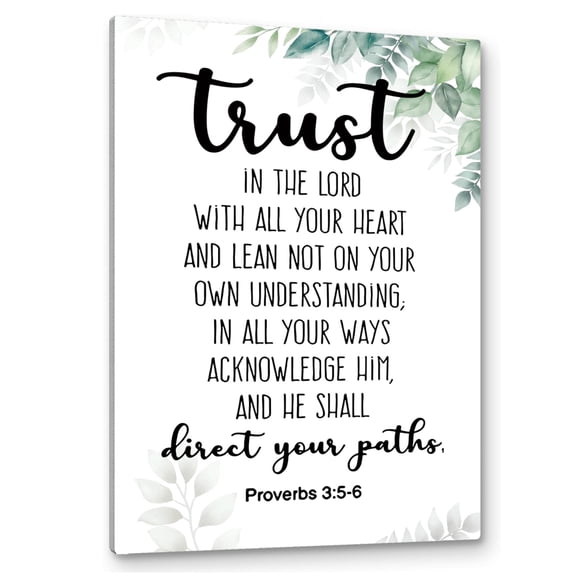 Proverbs 3:5-6 Trust In The Lord Bible Verse Scripture Print Framed Canvas Wall Art, Home Decor for Office Living Room Bedroom, Inspirational Religious Wall Decor Gift