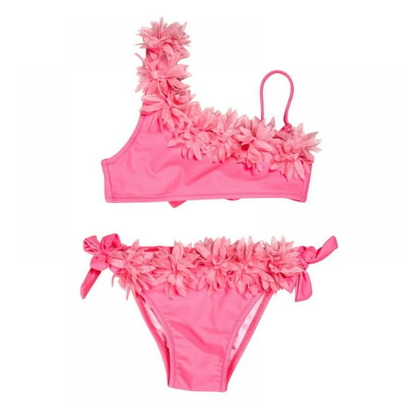 Uccdo Toddler Girls 3D Flower Bikinis Swimsuits Little Girl Two-Piece Bathing Suit Swimwear 12M-9T