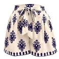thumbnail image 4 of Gsakboxl Linen Pants Women High Waisted Wide Leg Printed Shorts Tie Drawstring Baggy Lightweight Cotton Graphic Summer Beach Casual Shorts L, 4 of 4