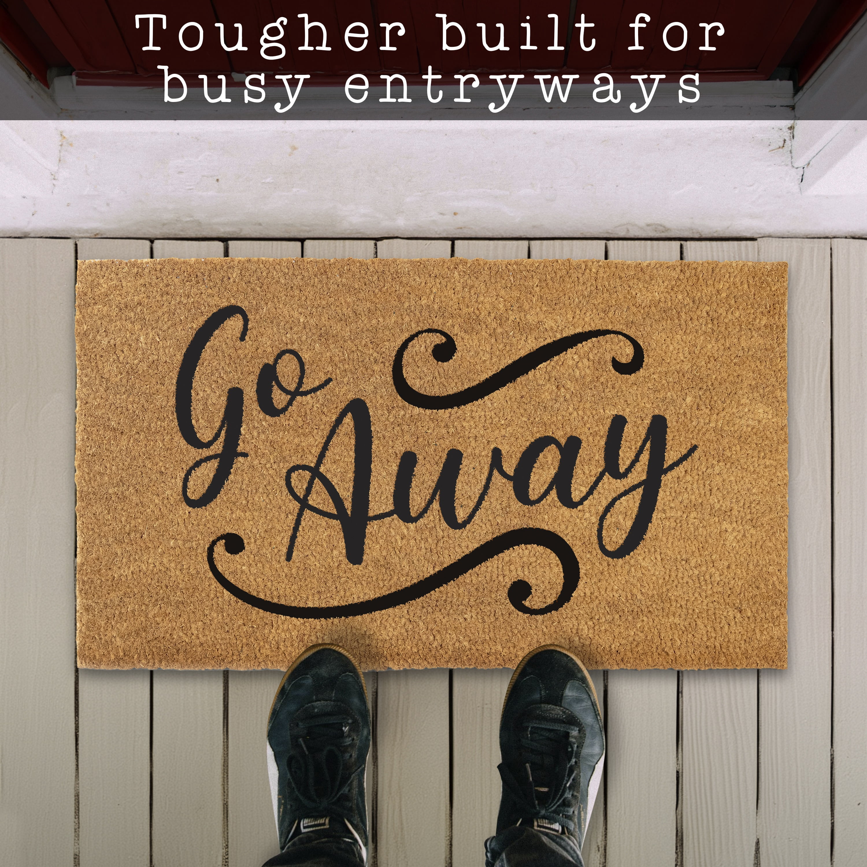 MAINEVENT Go Away Coir Doormat 30x17 Inch, Funny Outdoor Welcome Mat for Outside