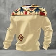 thumbnail image 1 of Ceisia Men's All-Season Casual Regular Fit Crew Neck Sweatshirt Beige Navajo Geometric Trim Waffle Knit Stretch Fabric Multicolor XXXXL Gifts, 1 of 3