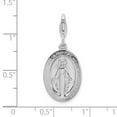 thumbnail image 5 of Amore La Vita  Sterling Silver Rhodium-plated Polished Miraculous Medal Charm with Fancy Lobster Clasp, 5 of 5