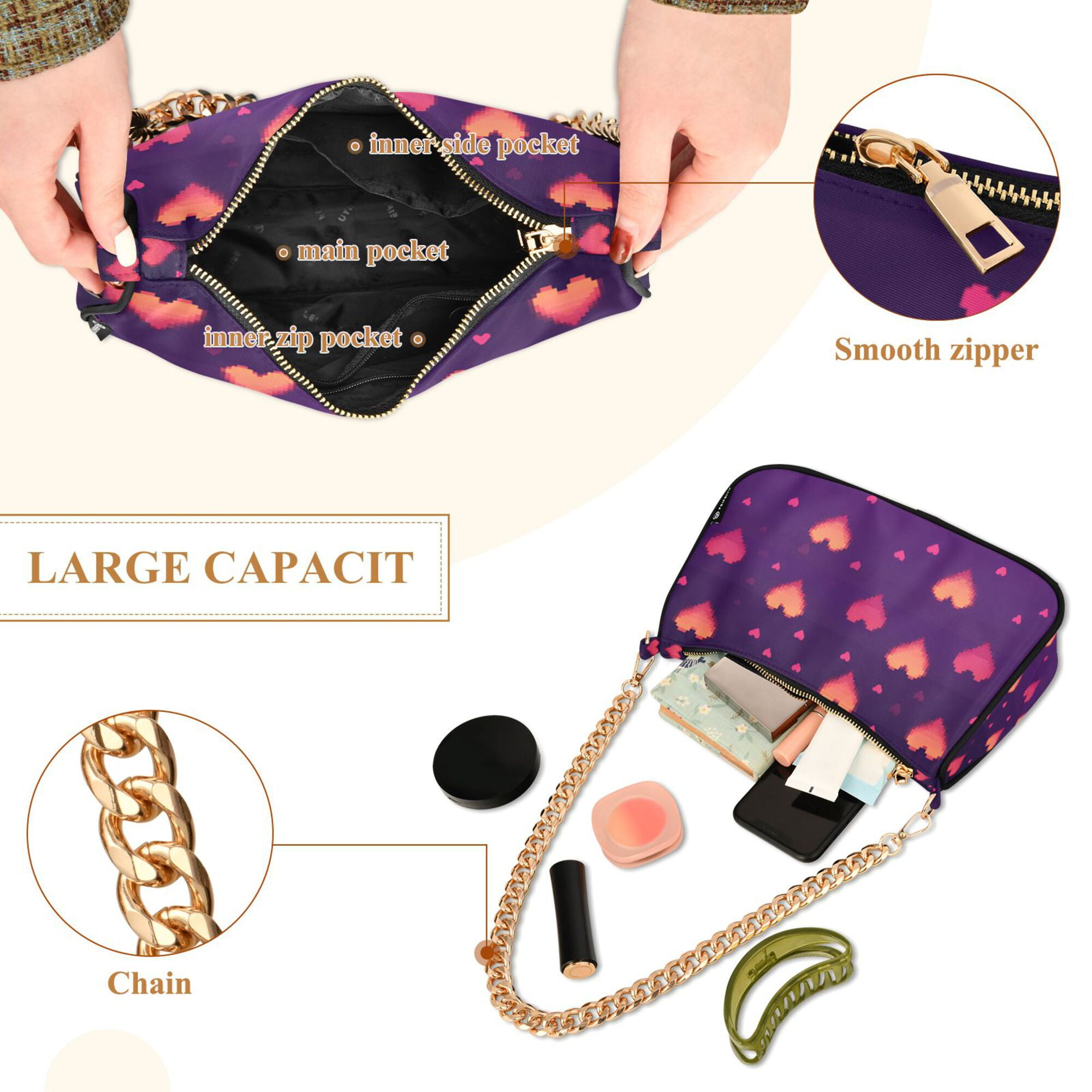 FORMRS Womens Shoulder Bag with Chain Strap Clutch Purse Cute Tote Handbag, Love in The Clouds