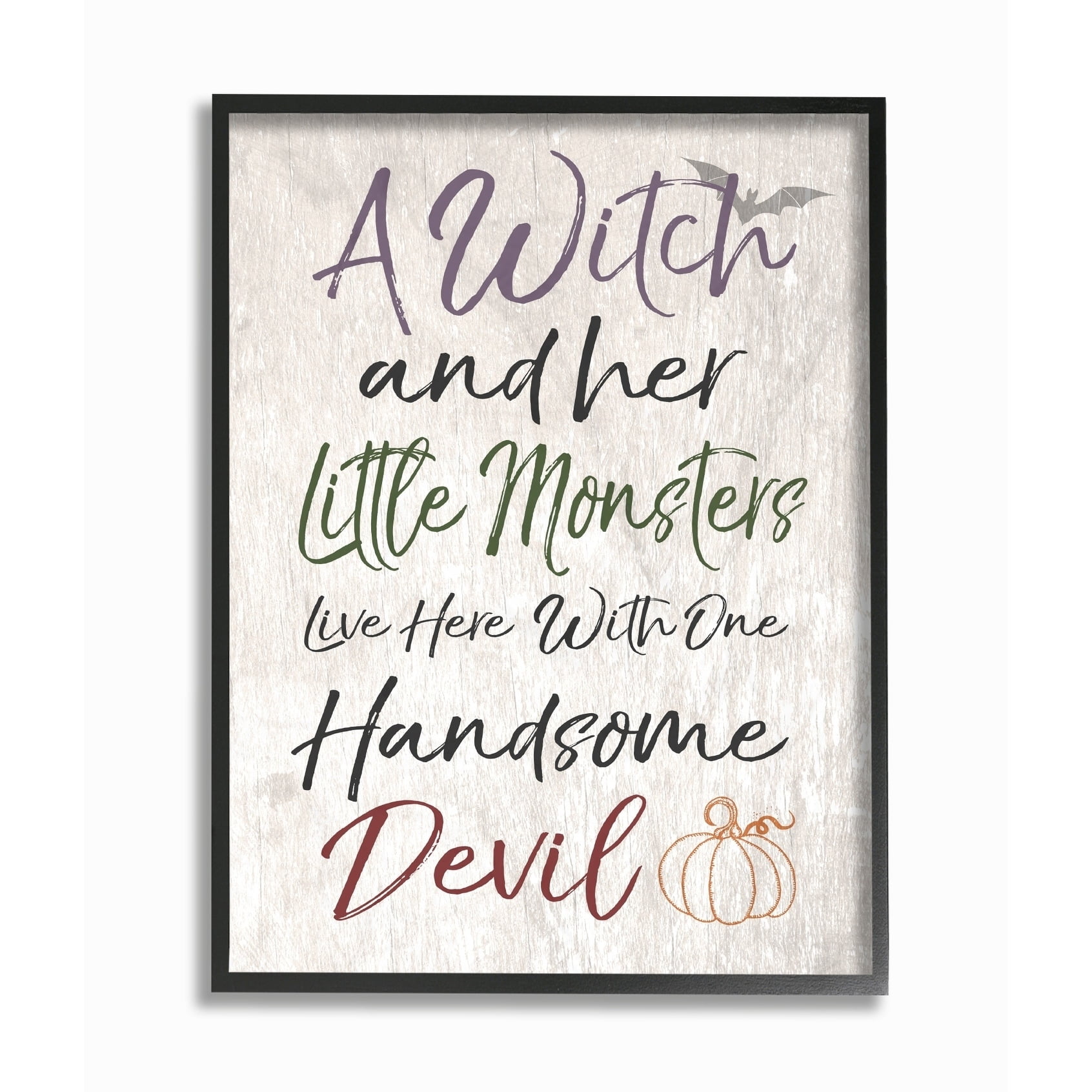 The Stupell Home Decor Collection A Witch Little Monsters and a Handsome Devil Framed Wall Art