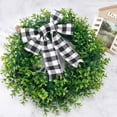 thumbnail image 4 of Artificial Boxwood Wreath Spring Summer Wreath Faux Greenery Leaves Wreath for Front Door Wall Window Porch Farmhouse Patio Garden Indoor and Outdoor Decor,16in, 4 of 6