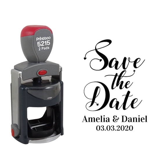 Printtoo Roound Personalized&nbsp;Black Self Inking Save The Date Stamp Custom Wedding Rubber&nbsp;Stamper-45 mm
