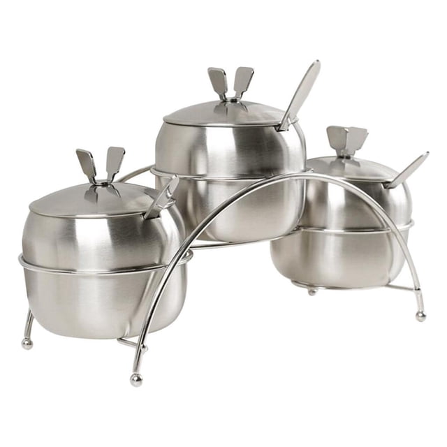 Cateissary Azucarero de acero inoxidable con tapa y cuchara de azúcar para cocina Cocina y Comedor caja de taza de azúcar