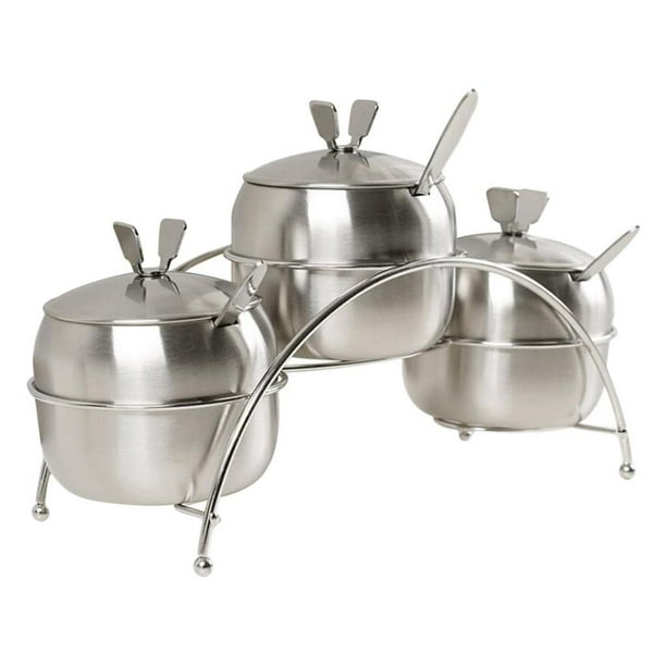 Cateissary Azucarero de acero inoxidable con tapa y cuchara de azúcar para cocina Cocina y Comedor caja de taza de azúcar