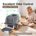 thumbnail image 2 of Extra Large Stainless Steel Litter Box With Lid  High Sided Enclosed Metal Cat Pan Dog Proof Front Entry Top Exit Odor Control Easy Clean Leak Includes Mat Scoop & Step Grey, 2 of 9