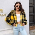 thumbnail image 6 of Plaid Double Sided Velvet Jacket For Women Lantern Sleeve Loose Short Coat Autumn And Winter Plush Clothing, 6 of 8