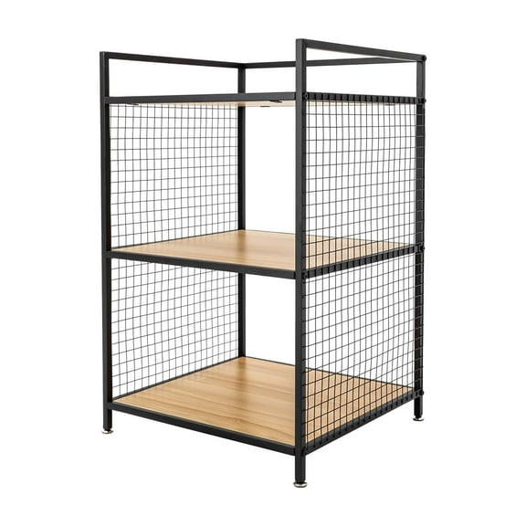 AetherLove 3-Tier Heavy Duty Shelving Unit, Small Bookshelf Rustic Wood and Metal Shelving Unit, Wood Storage Shelf with Metal Frame for Living Room, Bedroom, Office, Kitchen