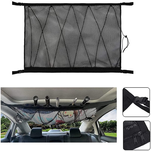 Abastado Red De Almacenamiento En El Techo Del Automóvil, Organizador Multifuncional Con Cremallera, Bolsa De Equipaje Universal Para Cuatro Reposabrazos De Techo Para SUV, Furgoneta (cordón)