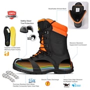 SAFETOE Class 1 Ultra Cow Leather Chainsaw Work Boots - Protective Grade 1 Steel Toe Cap Safety Shoes Kevlar Plate Safety Boots For Men with Slip-Resistant Soles