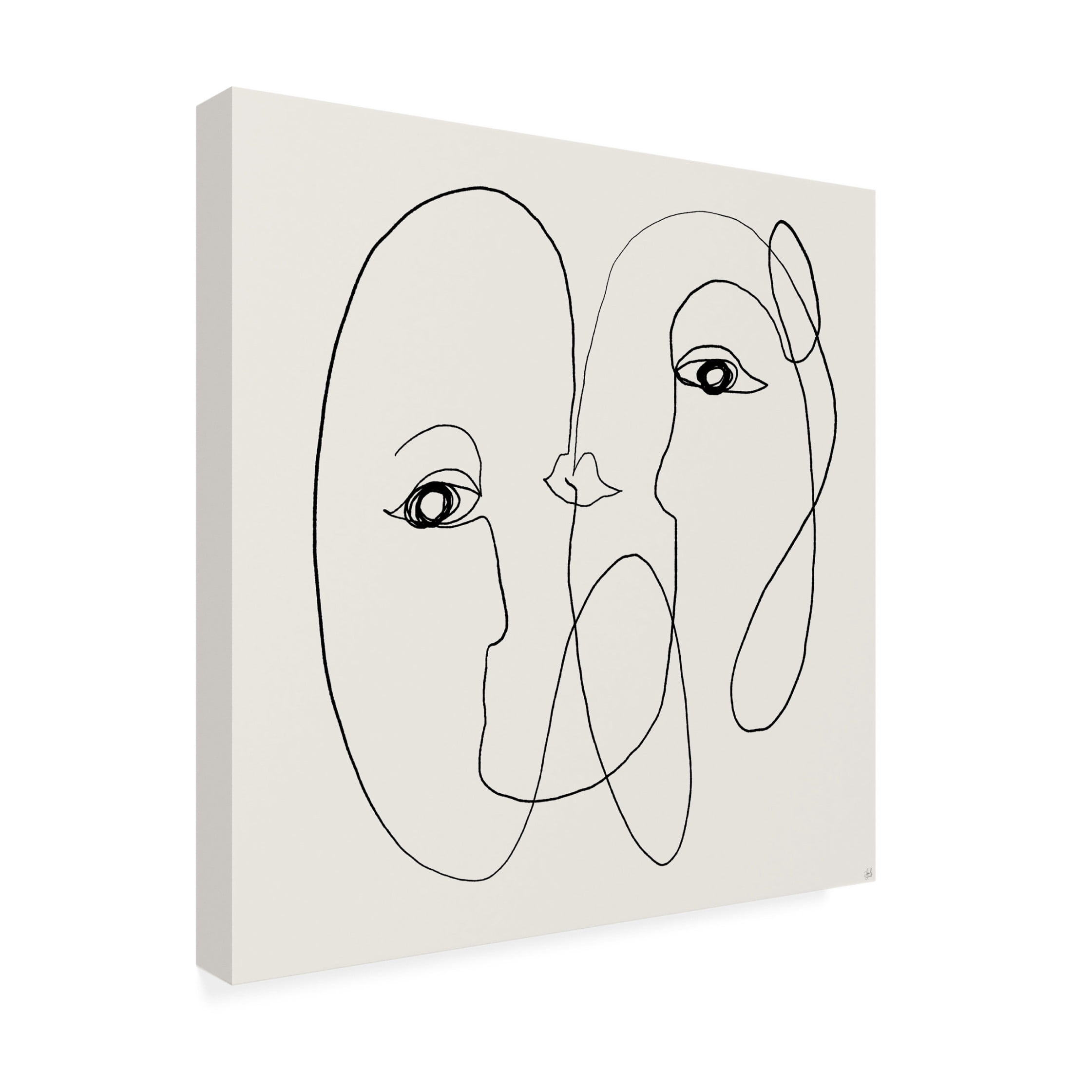 Canvas Wall Art - Line and Brush 'Face Explorations 9' Wall Art for Living Room, Bedroom, or Office Décor by Trademark Fine Art - 18 x 18 Inches