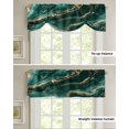 thumbnail image 5 of Tie Up Valance Curtain for Kitchen, Modern Dark Green Liquid Line Rod Pocket Short Curtains Adjustable Tie-Up Shade Valances, Abstract Simple Gold Window Treatment for Bathroom Living Room Bedroom, 5 of 7
