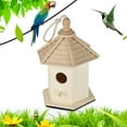 thumbnail image 2 of Wovilon Wood Bird Houses for Outside with Pole Wooden Bird House for Finch Bluebird Cardinals Hanging Birdhouse Garden Country Cottages, 2 of 8