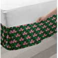 thumbnail image 2 of Vibrant Bed Skirt, Continuous Tropical Monstera Leaves Flowers Pattern Hawaiian Themes, Elastic Bedskirt Dust Ruffle Wrap Around for Bedding Decor, 4 Sizes, Fern Green and Pale Pink, by Ambesonne, 2 of 2