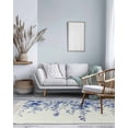 thumbnail image 4 of Eucalyptus Leaves Blue Area Rug 3x5ft Woven Runner Rug,Watercolor Spring Botanical Washable Living Room Hallway Bedroom Kitchen Carpet with Tassels,Indoor Outdoor Throw Door Mat for Entryway, 4 of 5