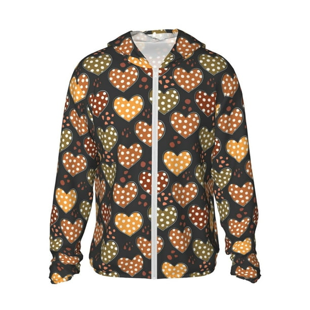 Fotbe Heart Chaqueta con Protección Solar UPF 50+ para Hombre y Mujer, Camisa con Capucha y Bolsillos-Small