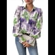 thumbnail image 2 of Camisas de Estilo Bohemio con Cuello en V, Botones y Mangas Largas con Estampado Floral para Mujer, para Otoño. Púrpura-Verde M, 2 of 9