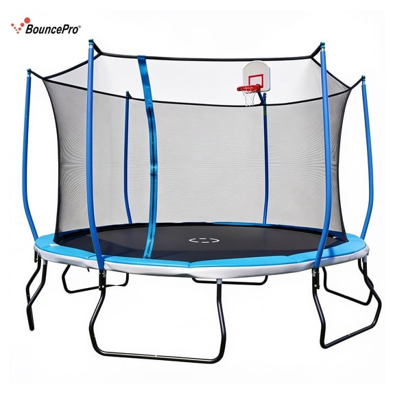 Bounce Pro 14ft Trampoline With Enclosure Combo & Basketball System