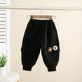 thumbnail image 2 of Atogsazn Boys Girls Cotton Sweatpants Kids Cute Printed Elastic Waist Pants Jogger Winter Clothes Fashion 04-Black 5-6 Years, 2 of 4
