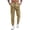 Khaki, variant on Men Loose Fit Waffle Knit Jogger Pants, Drawstring Elastic Waist Non-Stretch Solid Color Polyester Trousers, Warm Autumn Winter Daily Loungewear Casual Long Pants Khaki S