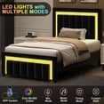 thumbnail image 5 of 4 EVER WINNER Twin Bed Frames, Striped & Diamond Studded Velvet Headboard & Footboard with LED Lights, Stable Noise-Free Structure, No Box Spring Needed,Black, 5 of 9