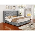thumbnail image 3 of Nathaniel Home, King Upholstered Platform Bed Frame, Low Profile Deep Button Tufting Bed Frames, with Diamond Nailhead Trim Wingback Headboard, Gray, 3 of 8