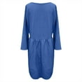 thumbnail image 3 of CHOK Cyber&Monday Deals Robes pour Femmes 2023 Manches Évasées Tunique Fluide Smockée en Coton Lin Robes Manches 3/4 Col Rond Solide Été Mini Robe Formelle Café TTTTG Liquidation un, 3 of 5