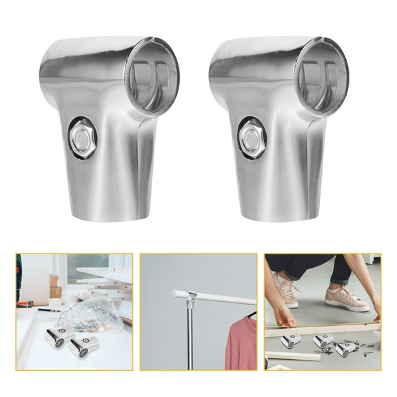 STOBOK Wardrobe Rod End Bracket Silver Stainless Steel 2Pcs