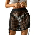 thumbnail image 2 of Idoravan Women's Basic Versatile Skirt Sexy Perspective Hollow Out Cross Bandage Hip Wrap Skirt Holiday Beach Skirt, 2 of 5