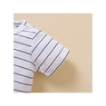 thumbnail image 5 of Franhais 2 Pieces Baby Suit Set, Striped Round Neck Short Sleeve Romper+ Solid Color Suspender Shorts for Boys, 0-24 Months, 5 of 9