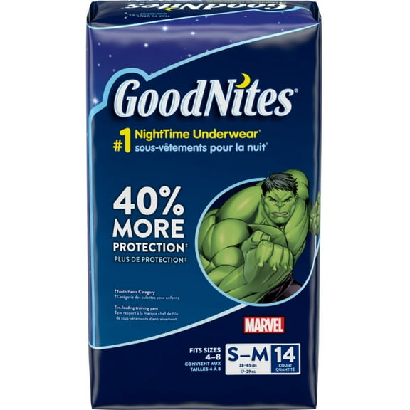 GoodNites Marvel Limited Edition Boy's Bedtime Underwear, Size Small/Medium 14 ea (Pack of 6)