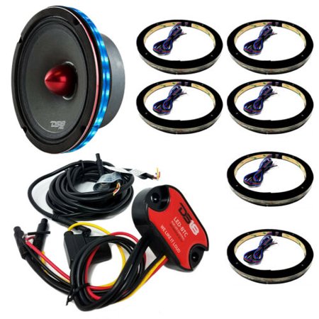 6x Universal RGB Speaker Light Rings 8" LED BTC Bluetooth ...