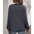 thumbnail image 4 of Cárdigan para Mujer Top con Cuello en V Diseño de Empalme a Cuadros Walf Manga con Hombros caídos Top de Mujer con Botonadura única para el hogar al Aire Libre Gris Oscuro XXL, 4 of 6