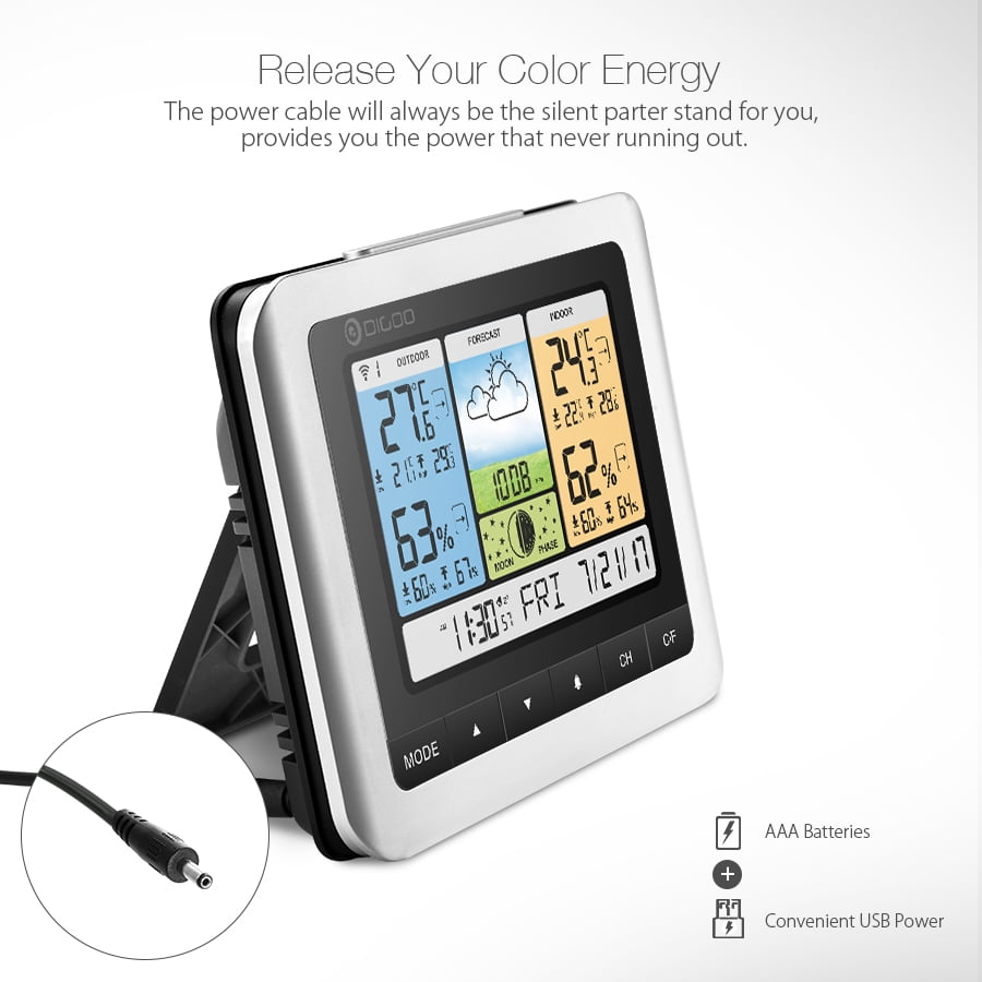 Digoo Color Wireless Weather Station LCD USB Barometer Forcast w/ Outdoor Sensor 