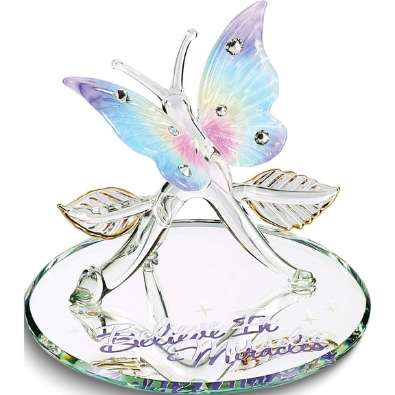 Butterfly Believe In Miracles Glass Figurine Designer Jewelry by Sweet Pea