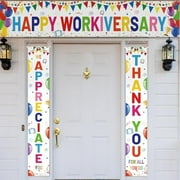 3 Pcs Happy Workiversary Party Banner We Appreciate Thank You for All You Do Backdrop Iridescent Work Anniversary Party Decor for Men Women Office Employee Worker Appreciation Supplies