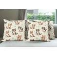 thumbnail image 2 of Ambesonne Cat Throw Pillow Cover Pack of 4, Little Fun Kittens Cartoon Paws, 4 Pcs-16" x 16", Ivory Apricot and Dark Grey, 2 of 5