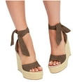 thumbnail image 4 of OAVQHLG3B Women's Bandage Casual Shoes Solid Comfortable Lace Up Platform Wedge Sandals Shoes, 4 of 7